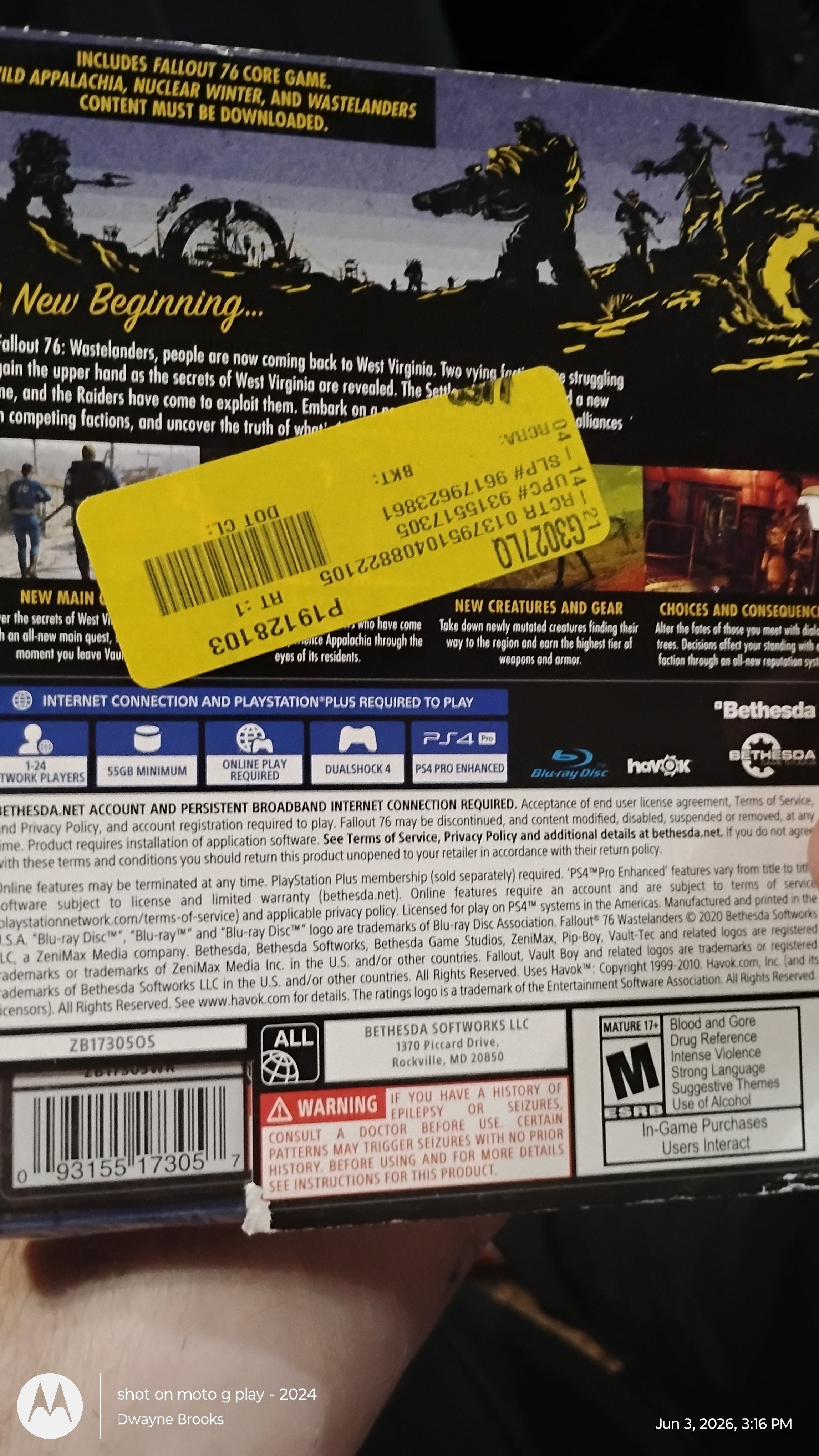 Fallout 64 Playstation 4 game brand new